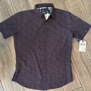 Rugby University Men's Short Sleeve Plum Shirt. Button Down. Size Med.
